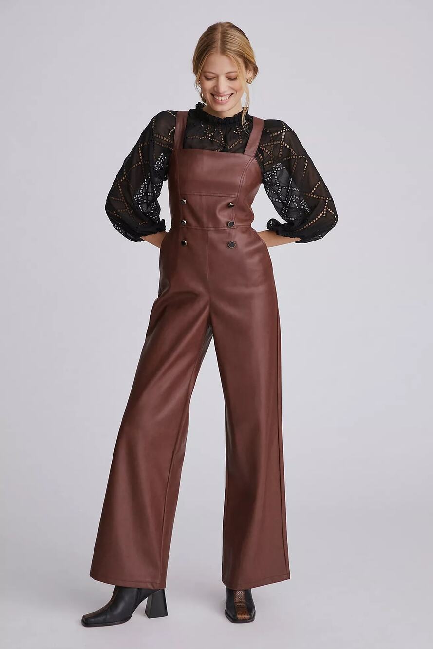 Anthropologie Avec Les Filles Faux Leather Jumpsuit